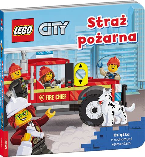 Schemat funkcjonalności wozu strażackiego LEGO City z elementami strzelającymi wodą