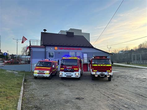 Historical photo of OSP Brzeziny Śląskie firefighters with early equipment