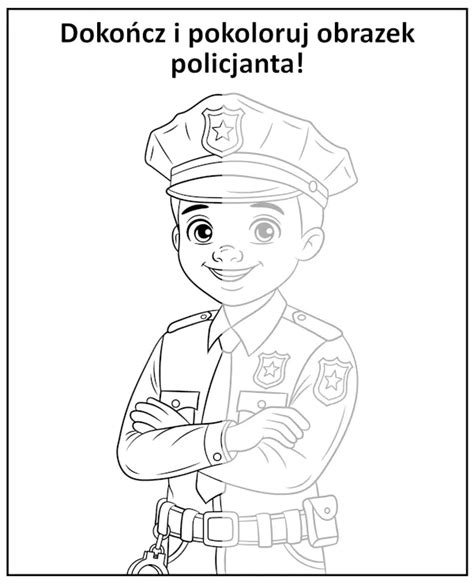 Dziecko kolorujące obrazek policjanta
