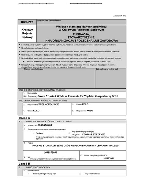 formularze KRS-Z20 i KRS-W-OPP