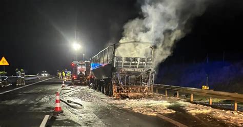 schemat blokady drogi DK 62 po pożarze autobusu