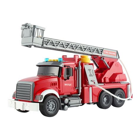 Zabawkowy wóz strażacki z rozkładaną drabiną i armatką wodną