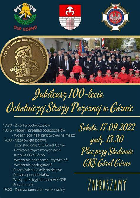 Przykładowy wzór zaproszenia na 100-lecie OSP z grafiką strażacką