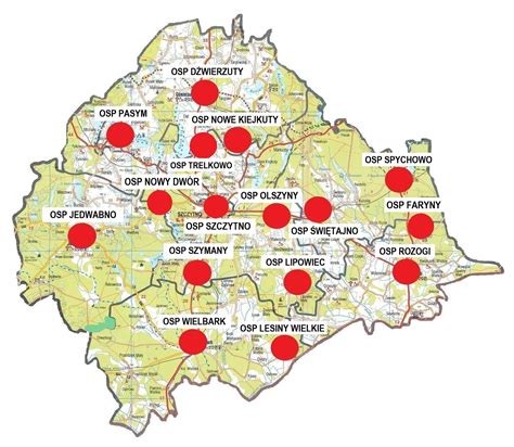 Mapa rozmieszczenia jednostek OSP w Polsce