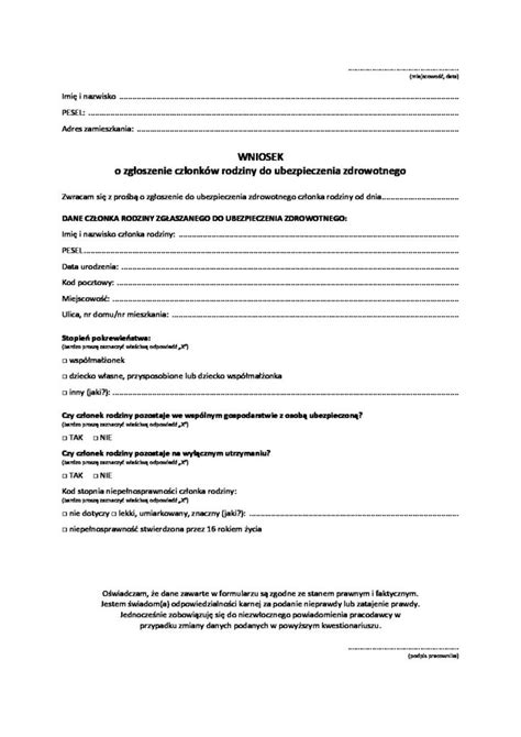 Schemat procesu zgłaszania członka rodziny do ubezpieczenia zdrowotnego