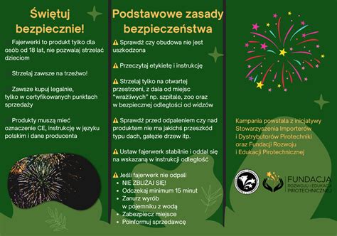 Infografika z zasadami bezpiecznego używania fajerwerków i petard