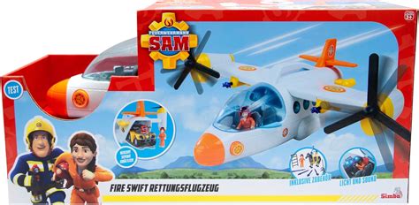 The Fireman Sam rescue plane, showing its detailed design and rotating propellers