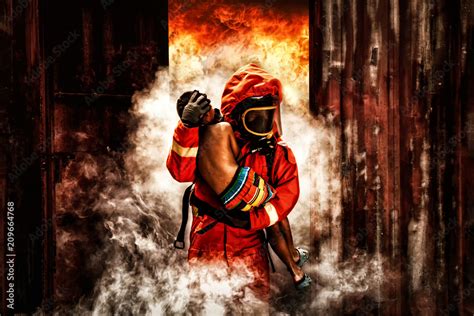 Thematic photo of a firefighter saving a child from a burning building, symbolizing courage and quick action