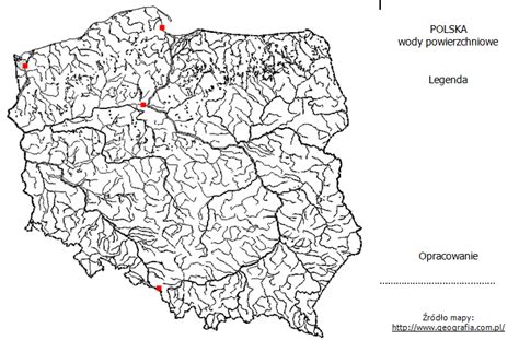 Mapa z zaznaczonymi ciekami wodnymi i obszarem ryzyka pożarowego