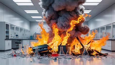 Infographic illustrating the connection between a drug laboratory explosion and a large industrial fire, showing the chain of events leading to arrests.