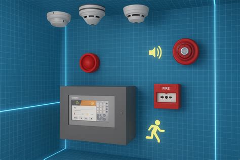 Ilustracja przedstawiająca centralę systemu sygnalizacji pożaru z migającym alarmem