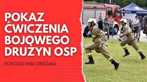 Schemat przebiegu ćwiczenia bojowego OSP z zaznaczonymi zadaniami poszczególnych zawodników.