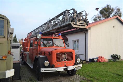 Zabytkowa drabina strażacka Magirus z Wejherowa