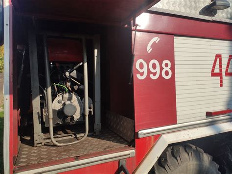 Schemat budowy samochodu pożarniczego STAR 266 MAN z zaznaczonymi podzespołami