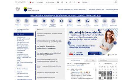 Wizualizacja strony GUS z wyszukiwarką REGON