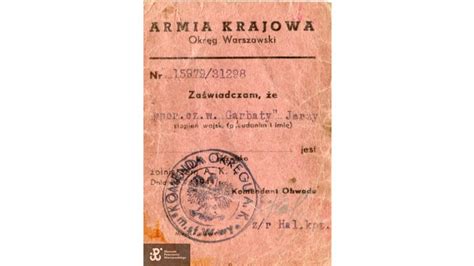 legitymacja ppor. Jerzego Frymusa „Garbatego”