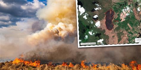 zdjęcie z drona pokazujące skalę zniszczeń po pożarze hali