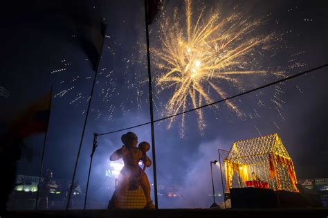 Celebration and fireworks during the welcome of the new fire truck in Raków