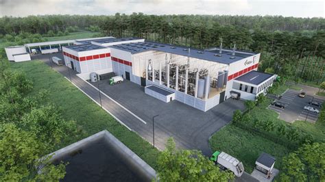 Wizualizacja projektu nowej sortowni odpadów lub instalacji przetwarzania
