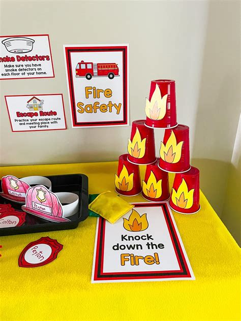 Thematic photo of a kindergarten building with an emphasis on fire safety signs.