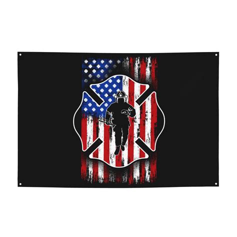 Photo of a firefighter banner with detailed embroidery