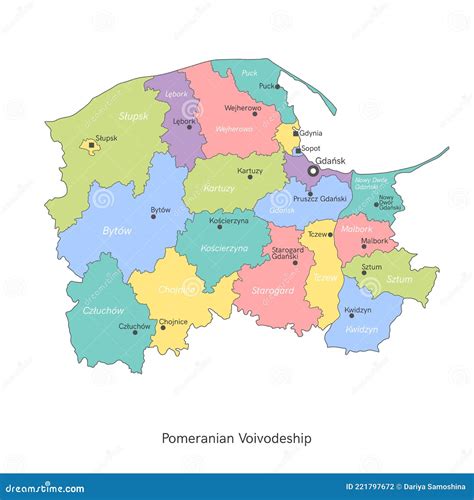 Map of Linia and surrounding area in Pomeranian Voivodeship