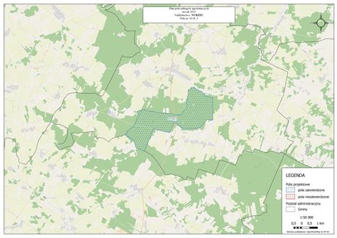 Mapa obszaru Nadleśnictwa Zawadzkie z zaznaczeniem Kielczy i terenów leśnych