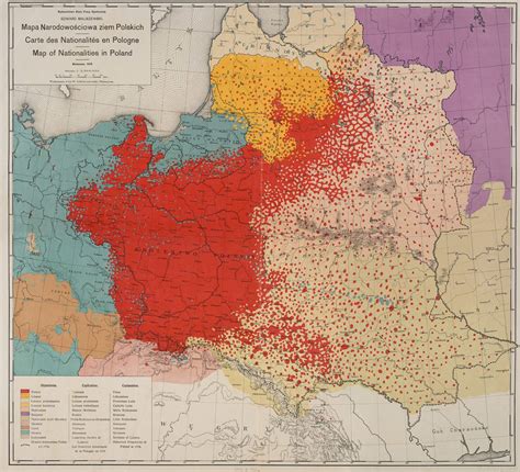 Mapa przedwojennej Polski z zaznaczonymi obszarami zamieszkanymi przez ludność żydowską