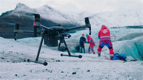 Thematic photo of a drone used in rescue operations, possibly in snow conditions