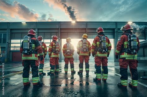 Thematic photo of OSP firefighters in action, or a group photo in front of a fire station in a rural setting