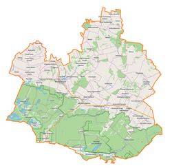 Mapa powiatu janowskiego z zaznaczoną miejscowością Zdziłowice II w kontekście pożarów