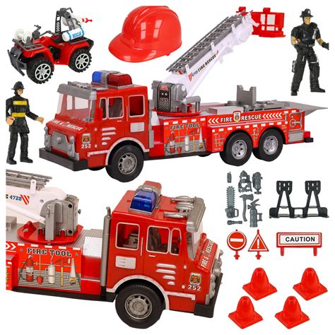 Kompletny zestaw zabawek: wóz strażacki, figurki i akcesoria