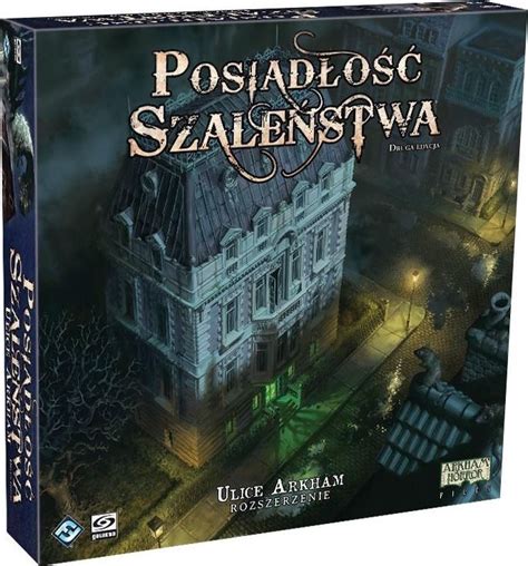 Złowieszcza grafika przedstawiająca posiadłość w Arkham nocą