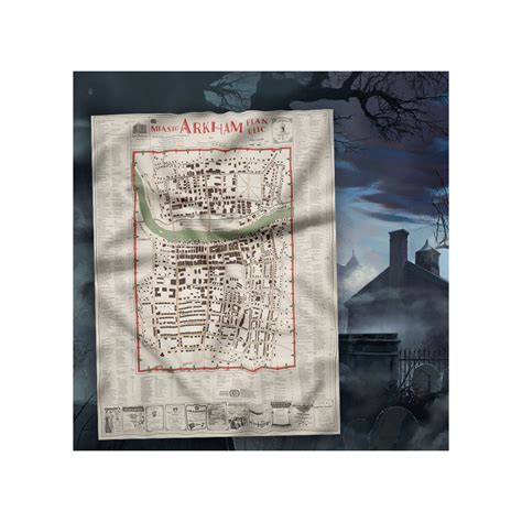 Mapa Arkham ze wskazówkami dla graczy