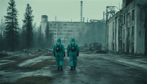 Tematyczne zdjęcie strefy wykluczenia w Czarnobylu z widocznym sarkofagiem lub jego otoczeniem