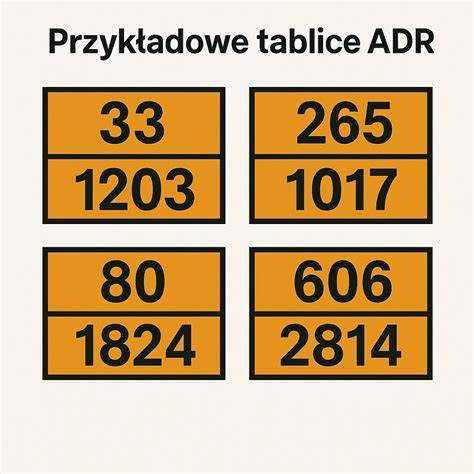Zdjęcie pomarańczowej tabliczki ADR oraz zielonych tabliczek na samochodzie ciężarowym