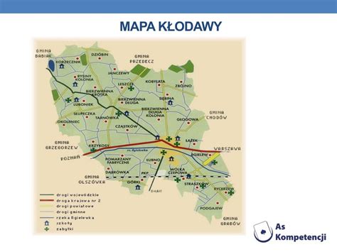Mapa Kłodawy i okolic z zaznaczonymi punktami kamer