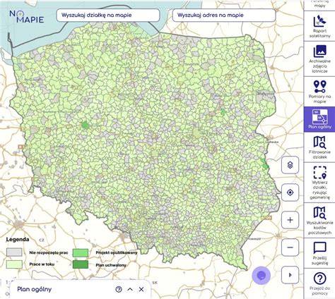 Interaktywna mapa Geoportalu Gminy Kozłów z widocznymi warstwami tematycznymi