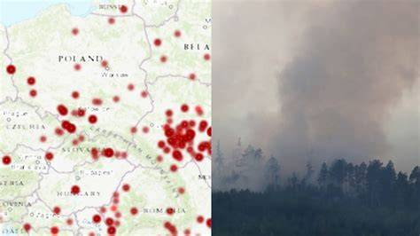 Mapa pożarów lasów na Pomorzu