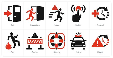 Collection of icons representing different types of emergency signals