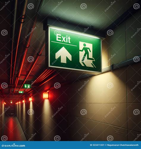 Photo of a clearly marked fire escape route with emergency lighting