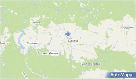 Mapa lokalizacji OSP Sypniewo w Gminie Jastrowie z zaznaczonym Centralnym Poligonem Lotniczym w Nadarzycach