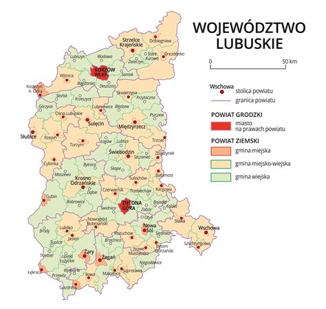 Mapa województwa lubuskiego z zaznaczonymi miejscami pożarów zbóż