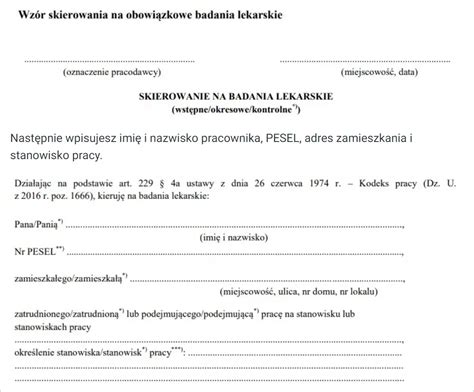 Grafika przedstawiająca proces uzyskiwania skierowania na badania lekarskie w OSP, od wystawienia przez OSP do przeprowadzenia przez lekarza medycyny pracy.
