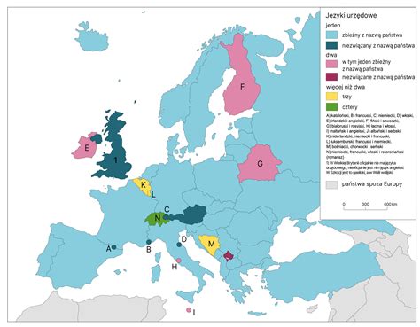 Mapa rozmieszczenia języków mniejszościowych w Unii Europejskiej