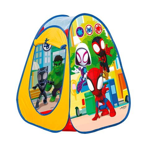 Dzieci bawiące się w namiocie z motywem Spidey i przyjaciele