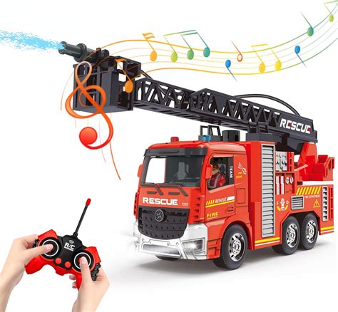 Thematic photo of a toy fire truck with lights and siren