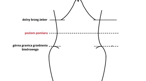 Schemat przedstawiający miejsca pomiaru obwodu klatki piersiowej, pasa i wzrostu na sylwetce człowieka