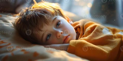 Thematic photo of a child resting in bed with chickenpox