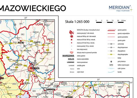 Mapa administracyjna województwa mazowieckiego z zaznaczonymi lokalizacjami jednostek OSP w KSRG